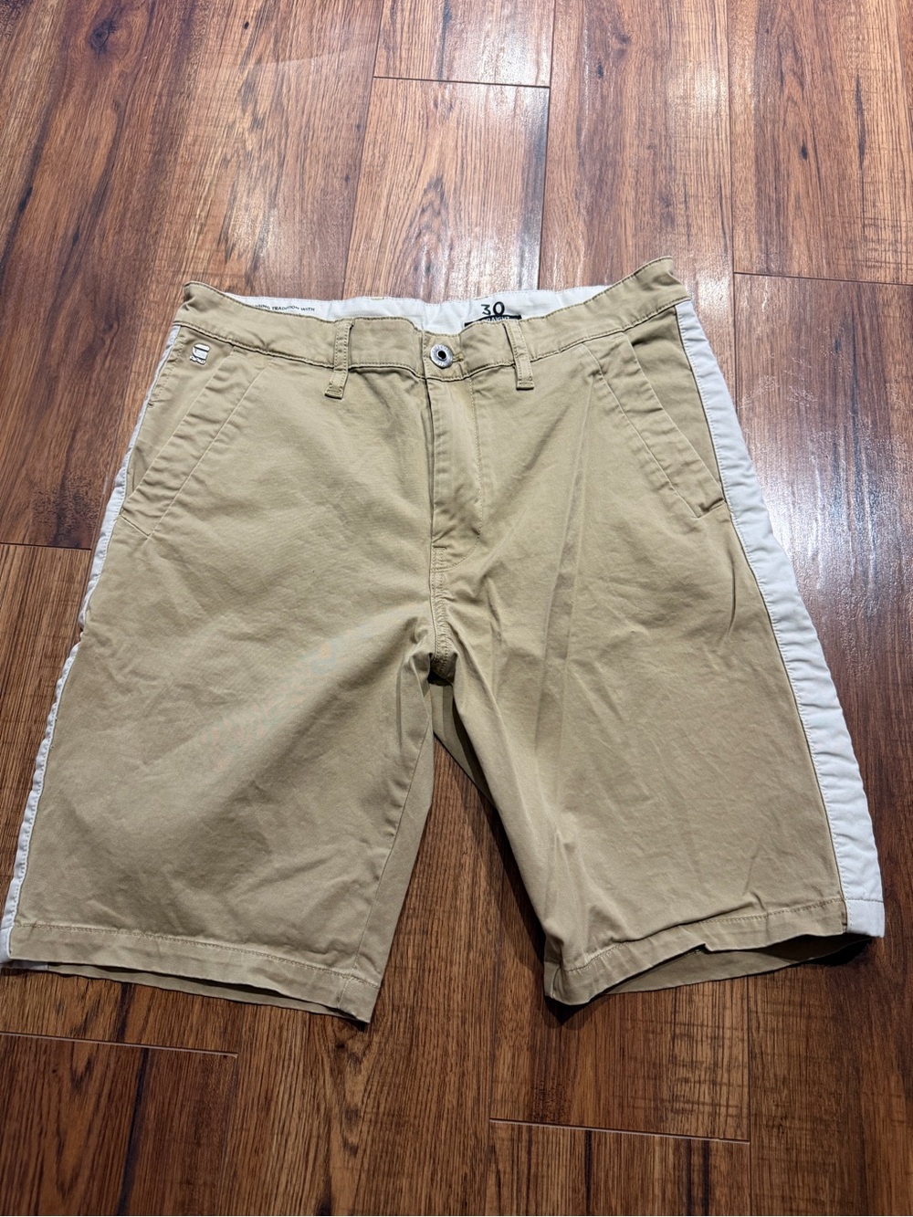 Men's Khaki Side-GSTAR Stripe Casual Shorts